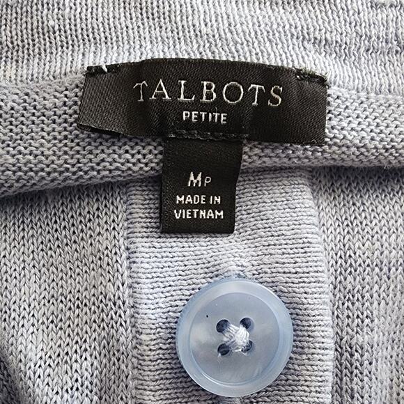 Talbots Petite Light Blue Linen Girlfriend Button Down Sweater Cardigan Size MP - Picture 7 of 7
